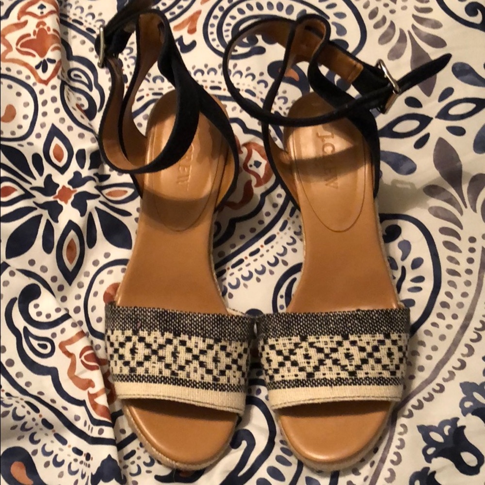 😍 J. Crew ‼️ Cream and Black Wedges Sz 9 ❗️BNWOB